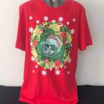 Well Worn Handmade Ugly Christmas 3-D Holiday Cat Lover Red Short Sleeve Shirt Size Medium Photo 2