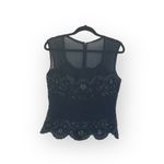 Vintage: Macis NY ❀ Silk Beaded 3D Flower Mesh Corset Illusion Top ❀ Black ❀ 14 Photo 13