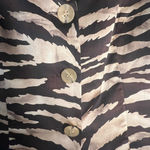 Talbots Brown and Cream Blazer with Animal Print Silk Cotton Blend Career Modern Photo 4