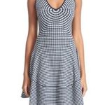 Jonathan Simkhai radial gingham fit and flare white and blue dress Photo 3