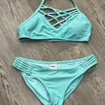Mossimo Teal Criss Cross Neck Halter Medium Bikini Top & Bottoms Set Photo 0