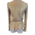 Gianni Bini gold pleated blouse. V-Neck Long sleeves. Size:XS Photo 2
