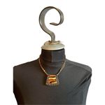 Chico's  southwestern cowgirl necklace red and gold toned design Photo 3