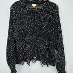 POL Women's Size Large Sweater Black Chenille Loose Knit Speckle Frayed Boho Photo 0