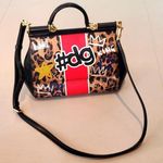 Dolce & Gabbana  Miss Sicily Leopard Graffiti Printed Leather Bag Photo 0