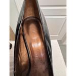 Anne Klein AK  Black Patent Leather Peep-Toe Wedges Leopard Print Heel Size 9.5M Photo 4