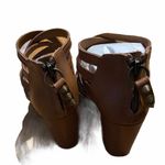 Ash  Excelsior 8 Tan Leather Strappy Sandal 4 In Block Heel Studded Zipper Pull. Photo 4