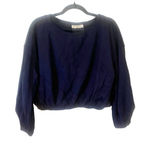 Free People We The Free Navy Blue Cropped Sweater Small Photo 0