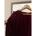 RJ 220 Y2K Long Sleeve Velvet Ruby Blouse Top Shirt Sz Large Babydoll Style Red Photo 2