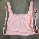 None Cropped Adjustable Tie Tank Top Pink Size Small Photo 0