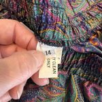 Vintage Russ Pleated Preppy Midi Skirt Womens 14 Purple Paisley Silky Satin Photo 7