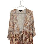 Torrid  Floral Peach Hi-Low 3/4 Sleeve Self-Tie Knit Baby Doll Jacket Size 1X Photo 3