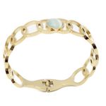 Green Cat's Eye Round Links Bracelet Bangle Gold Photo 3