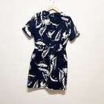 Adam Lippes NEW Silk Lined Floral Flower Feather Print Pattern Navy White Dress Photo 3