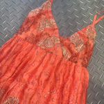 Y2k boho paisley dress spring classic orange casual classic Size M Photo 1