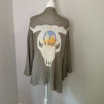 Show Me Your Mumu Mellow gray knit open-front skull cardigan size S Photo 3