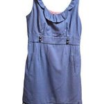 Moulinette Soeurs Anthropologie  Wool Blue Gold Button Ruffle Sleeveless Dress Sz Photo 0