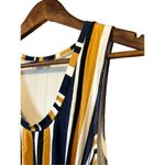 Allison Joy Striped‎ Knot Front Dress Navy Blue Gold White Sleeveless Casual Photo 2