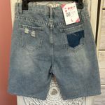 Bling colorful rhinestones distressed glamorous grunge punk Denim shorts NWT L Size L Photo 4