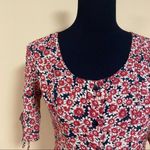 Free People Laced Up Corset Mid Sleeve Floral Mini Dress in Black Combo Size S Photo 7