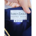 Vintage 1980s Strapless Floral Gold Foil Burnout Mini Dress 6 Prom Event Party Blue Photo 5