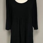 REBORN NEW YORK Solid Black Classic Knee Length Dress 1X Long sleeve ribbed Photo 0