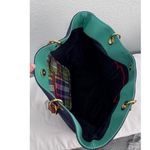 Tommy Hilfiger  Nautical Anchor Canvas Tote Bag Navy & Green with Brown Handles Photo 5