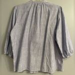 Lovestitch  Chambray Embroidered Floral Pintuck  Women's Blue Button-Up Top Photo 4