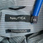 Nautica  Sanded Poplin Men's Blue Striped Button Down Shirt Photo 3