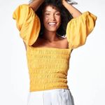 Young Fabulous and Broke Yacht Top, Smocked Puff Sleeve Off Shoulder Linen Blend Photo 9