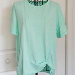 Zella Womens Twist T-Shirt Short Sleeve Crew Neck Active Green Statue Size (M) Photo 0