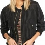 Free People  Black Midnight Satin Full Zip Oversized Bomber Jacket L Photo 0