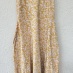 Pact Fit Flare Yellow Midi Floral Organic Cotton Dress L Strappy Casual Pockets Size L Photo 0