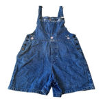 Vtg‎ Y2K Carolina Bay Womans M Short Overall Shortall Floral Embroidered Denim Blue Size M Photo 0