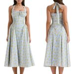 House Of CB ‎ Adabella Floral Pleated Halter Sundress in Light Blue NWOT size L Photo 7