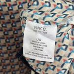 Vince  Silk Border Camisole Size Large Top Geometric Print Blue Blouse Photo 8