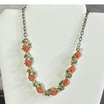 Vintage Celluloid Pink Lucite Rose Flower Gold Choker Coquette Necklace Pearls Photo 8
