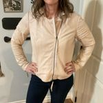 Sundance Jacket Womens Medium Lambskin Leather Linen Cream Zipper Moto Soft Photo 15