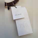 ZARA Gold Sun Concho Leather Brown Western Southwest Festival Bohemian Medallion Photo 3