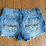Indigo Rein Vintage Y2K Light Wash Coquette Denim Mini Distressed Shorts size 5 Photo 1