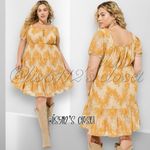 Torrid  Golden Yellow Two Tone Lace Tiered Babydoll Peasant Dress Photo 1