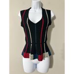 BCBGMAXAZRIA  Black Knit Peplum V Neck Sleeveless Top XXS Photo 1