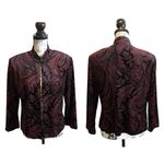 Sheri Martin Velvet Floral Jacket Black red Size 12 Vintage Bling Floral Photo 10