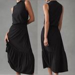Nation Ltd  Barrett Dress Black Midi Sleeveless Smocked Sheer Tiered High Neck Photo 1