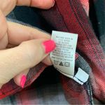 Anthropologie Cloth & Stone Plaid V-Neck High Low Red/Black/White Flannel Top Photo 3
