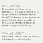 CAbi 110 Nanook Jacket Tan Beige Brown Faux Fur Hooded Cotton Fall Jacket Coat Photo 3