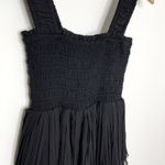 Ganni  Pleated Georgette Flounce Smock Midi Dress Black Womens Size 32 New Photo 6