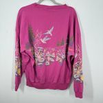 Vintage Alaska Wildflower Hummingbirds Painted Screenprinted Pink Sweatshirt Size L Photo 1