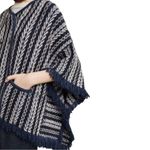Anthropologie Sleeping on Snow Women’s One Size Blue White Poncho Cape Sweater Size L Photo 3
