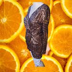 BANJUL Women's Gold & Black Polyester Faux Wrap Sequin Dress Size M Photo 2